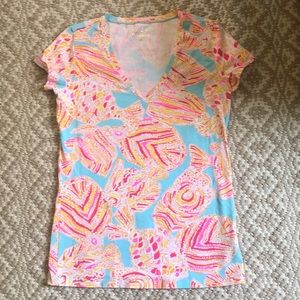Lilly Pulitzer Blue/Pink/Orange Cotton Fish Tee